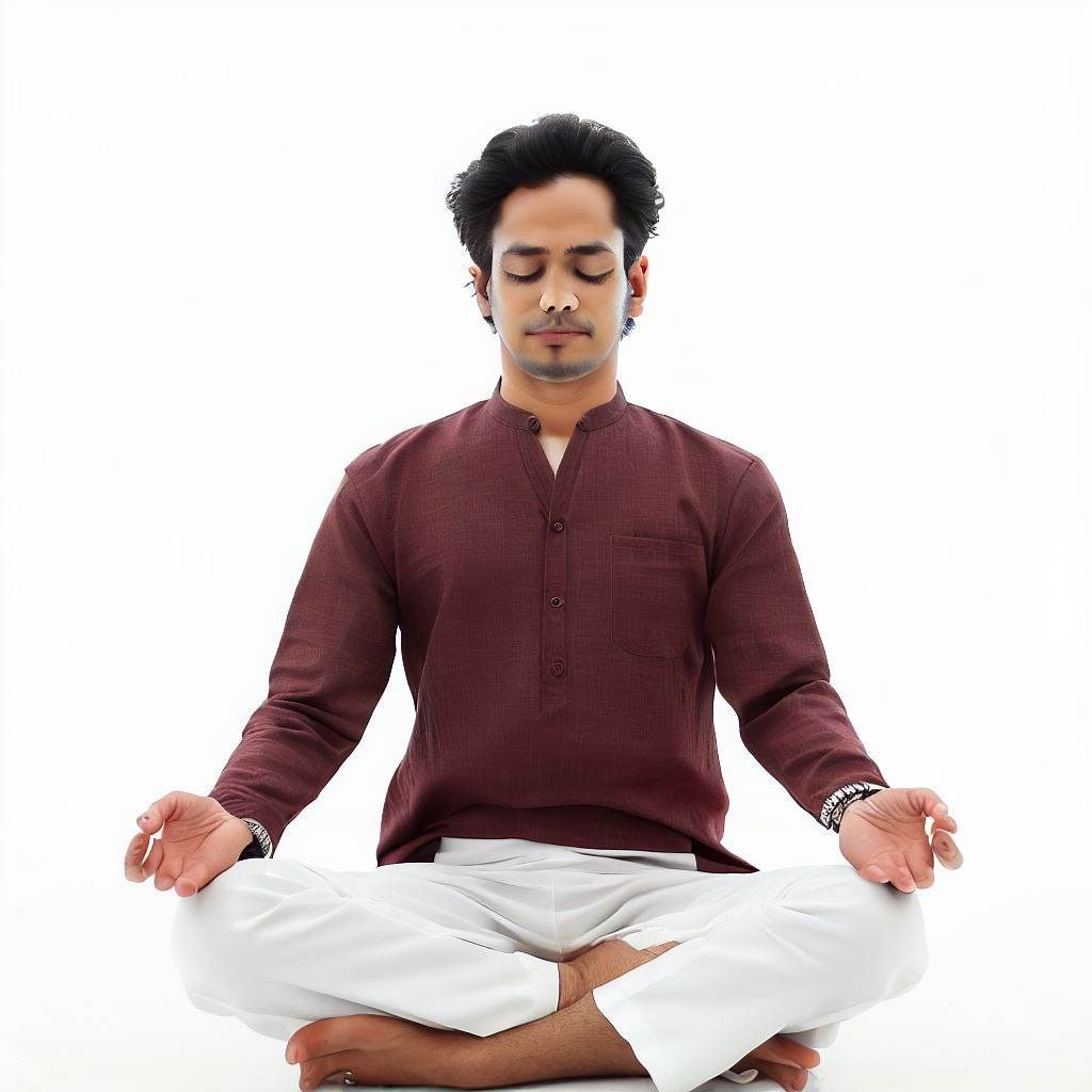 Man using a type of meditation to reduce stress
