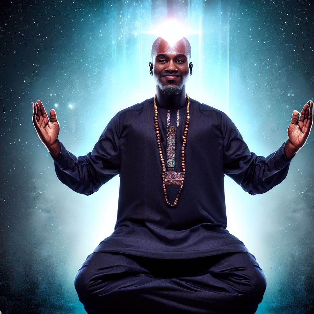 Meditating Man with energy coming out of head